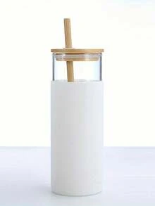 1pc Customized Glass Straw Cup, Personalized Bridesmaid Water Bottle, Customized Glass & Silicone Cup, Bachelorette Party Gift, Bridesmaid Invitation - Multicolor - View 10