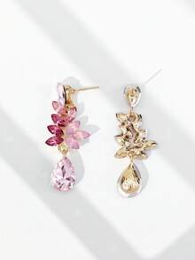 1 Đôi bông tai kim cương hình giọt nước nhiều màu sắc dành cho nữ, thời trang khi đeo ngoài trời - Màu Hồng baby - Xem 3