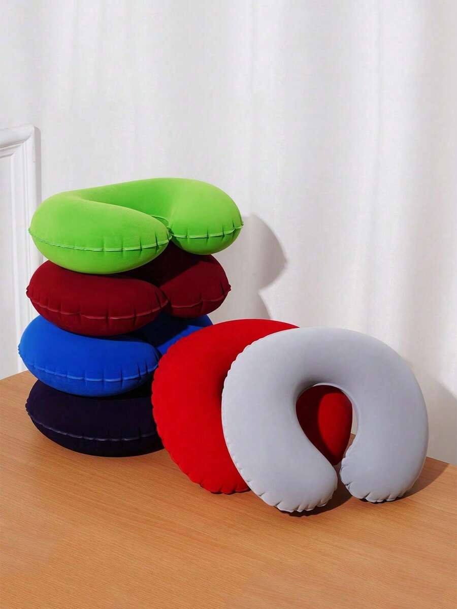 Travel Pillow, Neck Pillow, Airplane, Car, Home Office, Flight Soft Cover, C-Shaped Portable Student Adult Cushion, Supports And Protects The Cervical Spine When Studying Or Riding, Other Travel, C-Shaped Pillow, Comfortable In The Car, Cute Support Cushion - Multicolor - View 1