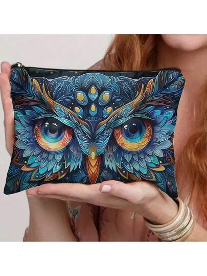 1 Peça Necessaire com Estampa de Coruja Artística: Design Vibrante e Intrincado, Bolsa com Zíper para Maquiagem, Acessórios e Itens Essenciais Diários, Exibindo Impressionante Arte Colorida de Coruja com Padrões Detalhados - Um Organizador Estiloso e Único para Amantes de Arte e Entusiastas de Corujas, Perfeito para Viagens, Vaidade e Uso Diário, Adicionando um Toque de Elegância Encantadora às Suas Soluções de Armazenamento