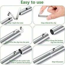 8 Pieces Paddle Spring Snap Clips Push Button Spring Clips Kayak Tent Pole Clip Stainless Steel Push Pin Clip Tent Pole Pushes Button Springs Locking Tube Pins Kayak Paddles Camping Tents Poles - Initial - View 4