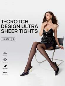 1/2/3 đôi quần tất nữ cỡ lớn, đáy chữ T, chống xước, siêu mỏng, thoáng khí, gợi cảm và thời trang, vớ mỏng, quần legging giúp thon gọn, phù hợp cho mọi dịp. - màu đen - Xem 7