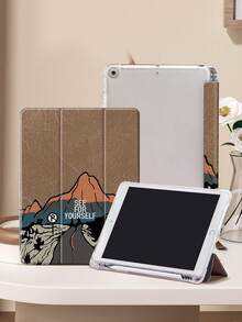 Mountain Peak Pattern Tablet Protective Case, Compatible With IPad 9.7/10.2/10.5/10.9/12.9/Pro 11 (10th Gen), Galaxy Tab S6 Lite 10.4 Inch, Kindle Paperwhite 12th Gen (2024), Kindle 11th Gen (2022), Soft Shock-Proof Protection, Smart Stand/Auto Wake/Sleep Function, Christmas Gift - Multicolor - View 3