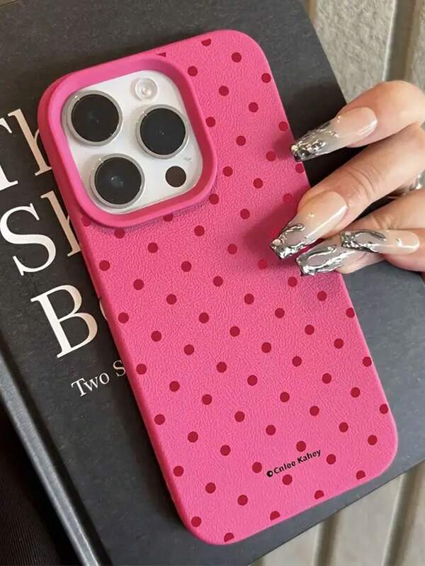Minimalist Small Polka Dot 2D Pattern Printed Phone Case, Litchi Texture Phone Protective Cover Compatible With IPhone X/7/8/11/12/13/14/15/16 Series, Compatible With IPhone 17/17Pro/17ProMax/Air Latest Series Apple Phone Cases