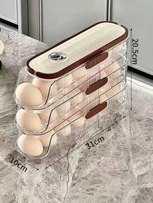 Multi-Layer Stackable Egg Storage Box, Kitchen Egg Holder Tray, Refrigerator Egg Rack With Timer, Automatic Sliding