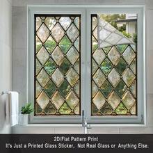 2D Flat Surface, 1 Piece Of Window Sticker, 2D Flat Surface Retro Diamond-Shaped Pattern PVC Electrostatic Adsorption Window Film, Retro-Style Home Decoration Window Film Decals For Living Rooms And Studies, Privacy Protection + Retro Texture, Custom Sizes Available, Home Decoration, Retro Geometric Design, Artistic Window Decoration, Electrostatic Adsorption, Durable Material, Adhesive Film, 2D Flat Surface, Window Decoration Film - 17.72*39.37吋(45*100公分) - 查看 1