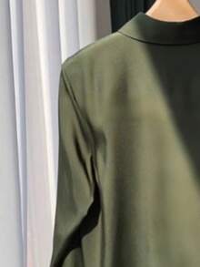 Camisa de manga larga con botones y cuello elegante y retro, deunicoloro, para uso casual u oficina, primavera/otoño