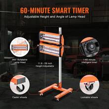 Lámpara de curado por infrarrojos , 2200 W, temporizador de 1 a 60 min, luz de curado para automóvil con calentamiento automático y soporte, área de horneado de 5,17 pies cuadrados, calentadores para cabina de horneado por aspersión, secador de pintura para reparación en el lugar, secado de motores - 2200 W - Ver 4