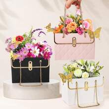 24pcs Flower Gift Bag Set, Including 12pcs Flower Box And 12pcs 3D Butterfly Decor, Multi-Functional Flower Box Portable Handbag Suitable For Bouquets, Great For Party, Mother's Day, Wedding, Birthday, Graduation, Valentine's Day And More - Multicolor - View 7