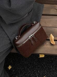 Retro stilvoller Nischen-Design Herbst/Winter Neuankömmling Umhängetasche mit einer Schulter und diagonalem Riemen, Farbblock Pendler Mode Damen Weihnachtsgeschenk, hochwertige kleine quadratische Tasche - Verschiedenfarbig - Übersicht 6