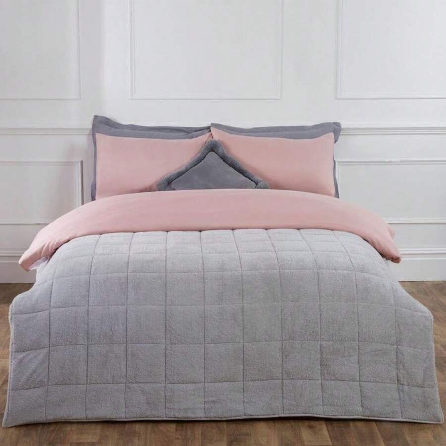 Soft Teddy Fleece Weighted Throw - Anxiety Calming Sensory Sleep Blanket - Natural - View 1