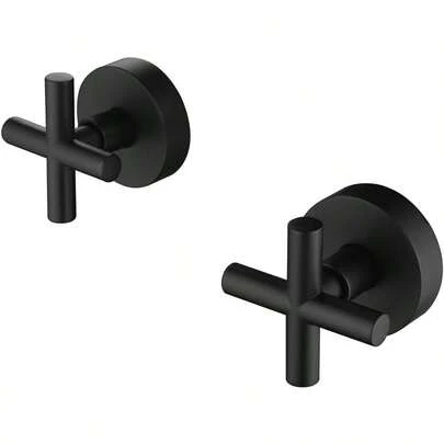 Shower Mixer Taps 1 4 Turn Twin Tap Cross Handles Levers Hot Cold Shower Spindles Kits Bathtub Solid Brass Watermark Matt Black