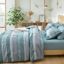 Pieces Comforter Set, Striped Bed In A Bag, Charcoal Stripe Bedding, 18 Deep Pocket All Season, Ultra Soft Bedding Sets With Comforter, Sheets, Pillowcases & Shams, Luxury Cozy Bedding Very Beautiful PKZD - 霧霾藍 - 查看 3