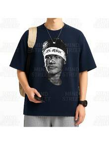Jr Football T-Shirt Unisex Men Women 100% Cotton Premium Top Streetwear New Release Immediate Shipping Various Colors!! Plus Size - 藏蓝色 - 查看 2
