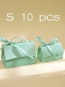 10个装时尚压纹礼品盒，黑白款式，配缎带和仿珍珠手柄，多种尺寸可选，适用于各种场合。凸版印刷花卉糖果盒，迷你包装袋，纸盒，礼品套装盒，小礼品袋，婚礼回礼，派对装饰。