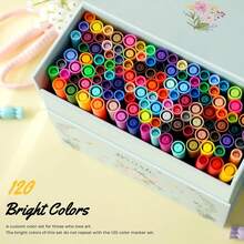 Ohuhu Markers For Adult Coloring Books No Bleeding 120 Colors Coloring Markers Water-Based Dual Tips Fineliner & Brush Drawing Pens Art Pens For Adults Sketch Journal - Maui - White - 120 色 - 查看 7