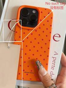 Minimalist Pink Polka Dot Fashion Phone Cases Litchi Texture Small 2D Pattern Printed Phone Case, Litchi Texture Phone Protective Cover Compatible With IPhone X/7/8/11/12/13/14/15/16 Series, Compatible With IPhone 17/17Pro/17ProMax/Air Latest Series Apple Phone Cases Spring Gift Birthday Anniversary Easter - Hot Pink - View 2