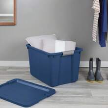 Large Storage Bin, 20 Gallon Plastic Storage Container With Latch Lid, Blue - 單身的 - 查看 4