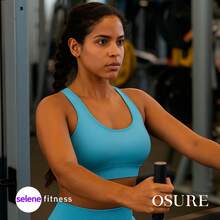 Selene Women's Seamless Ribbed Top High Support No Pad Fitness Comfortable Breathable Gym Top - Xanh chàm - Xem 6