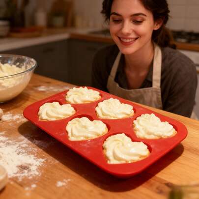 1pc 6-Cavity Premium Silicone Heart Shaped Cake/Jelly/Pudding/Candy/Chocolate Mold, Valentine's Day Gift, Valentine's Day Party, Home Decor, Home Gifts