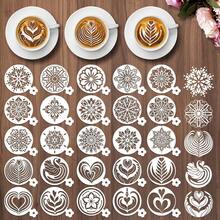 25pcs Coffee Latte Art Stencils, Round Handle Hollow Coffee Stencils, Leaf, Heart, Snowflake, Swan Shaped Reusable Painting Templates For Coffee Making, Beverage Decoration, Baking Decoration - White - View 1