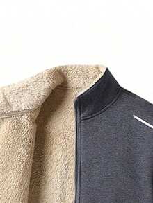 男士户外休闲夹克，加厚保暖圆领羊羔绒夹克，抓绒，冬季