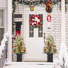 90 cm Verde Árbol de Navidad Artificial Iluminado con 78 Luces LED Base en Maceta a Pilas para Decoración Navideña de Casa Jardín Oficina - Verde - Ver 7