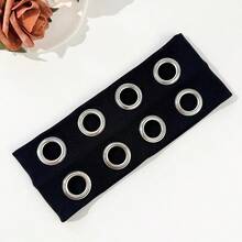 Hip-Hop Punk Style Hollowed-Out Air Eye Metallic Stretch Headband For Both Men And Women, Music Festival Rock Dark Headband Valentine's Day Travel Essential - Xám - Xem 11