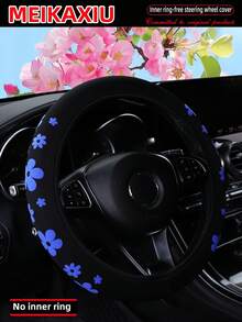 MEIKAXIU 1 Vỏ bọc vô lăng bằng vải xốp mềm họa tiết hoa, phù hợp với xe 14,5-15 inch, phụ kiện trang trí cho nữ - Hoa xốp ba chiều - Xem 6