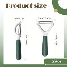 2pcs Stainless Steel Vegetable Peeler Set (3cm And 17.5cm) - Non-Slip Design, Sharp Blade For Potatoes, Carrots, Vegetables And Fruits - Green - Green - View 4