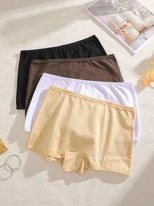 4条装女士多色舒适透气休闲内裤 - 舒适简约浪漫 - 法式成熟魅力 - 优雅面料低腰三角裤，四季皆宜 - 彩色 - 查看 4