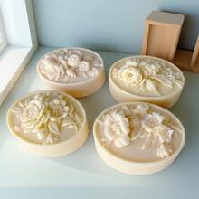 Embossed Flower Candle Mold Cake Baking Mold DIY Oval Aromatherapy Handmade Soap Mold - Transparent White - View 10