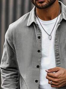 Vintage American Corduroy Plus Size Men Pocket Long Sleeve Jacket Coat