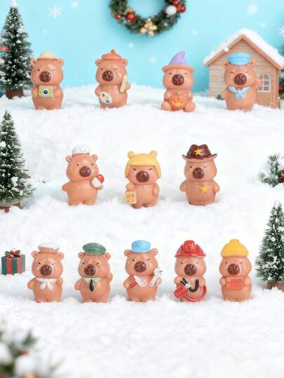 10/20 piezas Miniaturas de resina de Capibara, Lindas figuras en miniatura de Capibara con ropa, adorno para jardín de hadas DIY, paisaje en miniatura, decoración del hogar, relleno de obsequios de fiesta, regalo de cumpleaños perfecto, escritorio de oficina en el hogar, contenedores sensoriales, exhibiciones de coleccionistas, accesorios interiores de automóviles, decoraciones navideñas (estilo aleatorio)