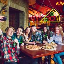 Fomzze Pizza Neon Sign, Suitable For Pizza Shop Decor, Pizza Shaped Neon Sign, Pizza LED Neon Light, Suitable For Bedroom Decor, Wall Decor, Outdoor Christmas Decor