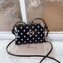 PU Leather Children's Shoulder Bag With Embroidered Heart For Girls, Mini Square Crossbody Bag
