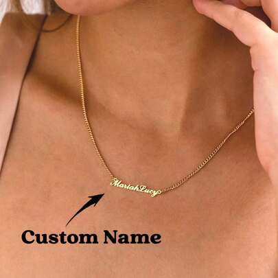 Mimimalist Personligt Namnhalsband, Anpassat Namnhalsband Med Trottoarkedja, Guldhalsband Med Namn För Kvinnor, Julklapp Till Mor Mors Dag-presenter