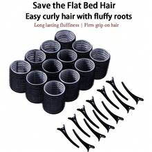 Juego de 12 piezas de tenacillas de rizar transparentes, pinza de rizar, un tubo, un juego de pinzas, raíces del cabello, tenacillas de rizar esponjosas, rodillo de flequillo de aire, rodillo de cabello autoadhesivo, sin gancho y bucle de permanente - Multicolor - Ver 11