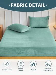 Juego de sábanas de franela de 2/3 piezas, ropa de cama, protector de colchón, cubrecama, textil para el hogar cómodo, colchoneta de colchón suave, sábana de unicolor, diseño de bolsillo profundo, incluye solo sábana, a prueba de polvo, lavable a máquina, regalo de ropa de cama, adecuado para cama individual, doble, queen, king, lavable a máquina, decoración de otoño e invierno - verde menta - Ver 9