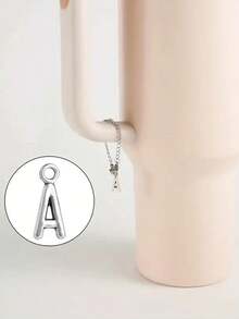 1 件合金简约风格吊坠和 26 个英文字母杯配件 - 银色字母水杯链带手柄，玻璃杯字母装饰 | 多功能字母背包链/水杯钥匙扣/保温杯吊坠和时尚字母钥匙扣 | 适合日常使用/居家生活/校园/旅行/出差 - 銀色 - 查看 20