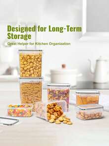 24/48/72pcs-Airtight Food Storage Containers With LIDS And Labels,Plastic Kitchen Storage Containers, Dry Cargo Jars For Flour, Sugar And Grains, Pasta, Tea, Nuts And Coffee Beans, Plastic Food Preservation Jars, Home Kitchen Serving Items,Local Warehouse - Black and White - View 6