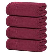 Large Bath Towels 100% Cotton 30 X 60 Inches Extra Large Bath Towels Lighter Weight Quicker To Dry Super Absorbent Perfect Bathroom Towels Pack Of 4 Burgundy - Burgundy - View 1
