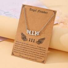 Goodwaro 1 pieza Collar de número angelical para mujer, colgante de número de acero inoxidable con alas de ángel, cadena de clavícula de bendición