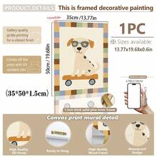 1pc, Canvas Wall Art, Framed Nursery Wall Art Charming Illustrations, Whimsical Children's Wall Decor Featuring Ducks, Dinosaurs And Puppies Adorable Animal Wall Art, Dreamy Nursery Decor Ideal For Children's Rooms, Nurseries, Playrooms, Kindergartens, Boys' Rooms, Girls' Rooms And Play Areas Waterproof. Perfect Party Gift - Multicolor - View 16
