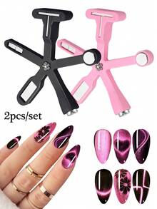 2件/套 6合1强力磁性棒，适用于猫眼凝胶指甲油、磁性美甲工具、磁性笔、美甲设计、闪光效果、魔法美甲工具 - 彩色 - 查看 10