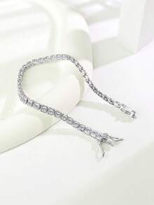 1 件时尚优雅休闲风格铜白金镀层 CZ 镶嵌 3 毫米串珠手链，适合女性派对日常装扮，价格实惠的节日珠宝礼物 - 圓形 - 查看 8