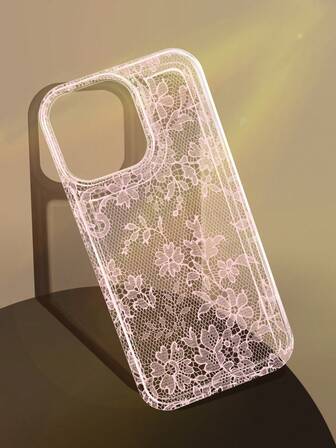 1pc Elegant Romantic Lace Pattern Anti-Slip Transparent Air Cushion Soft Phone Case Suitable For IPhone 11/12/13/14/15/16 Pro Max