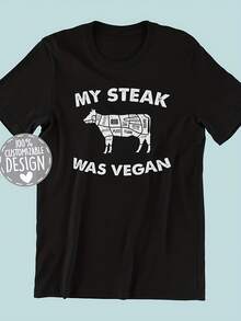 Meat Lover T-Shirt  My Steak Was Vegan, Anti-Vegan Shirt, Meat Eater Gift, Carnivore Shirt, Keto Diet Shirt, Uni,This Fun Printed Casual T-Shirt Is The Perfect Gift For Valentine's Day/Christmas - 款式20 - 查看 1