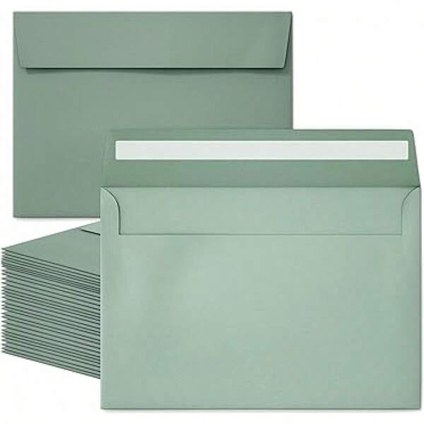 50 Packs 5x7 Envelopes, Sage Green 5x7 Envelopes For Invitations, Postcards, Greeting Cards, Mailing