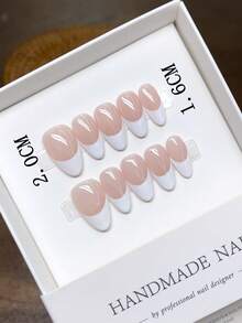 10 piezas de arte de uñas con forma de almendra hechas a mano, manicura francesa blanca pintada a mano, estilo de uñas postizas, material acrílico, arte de uñas de otoño, hecho a mano, arte de uñas acrílicas de alta calidad, diseño simple, uñas postizas de cobertura total, arte de uñas estilo Y2K, uñas postizas creativas únicas y especializadas, arte de uñas para uso diario, arte de uñas lindo y moderno, desmontable y reutilizable.